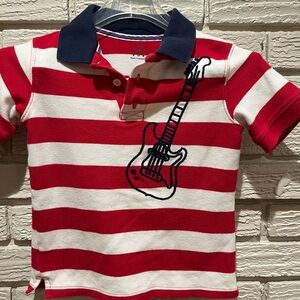 Carter's Red and White Striped Polo Shirt